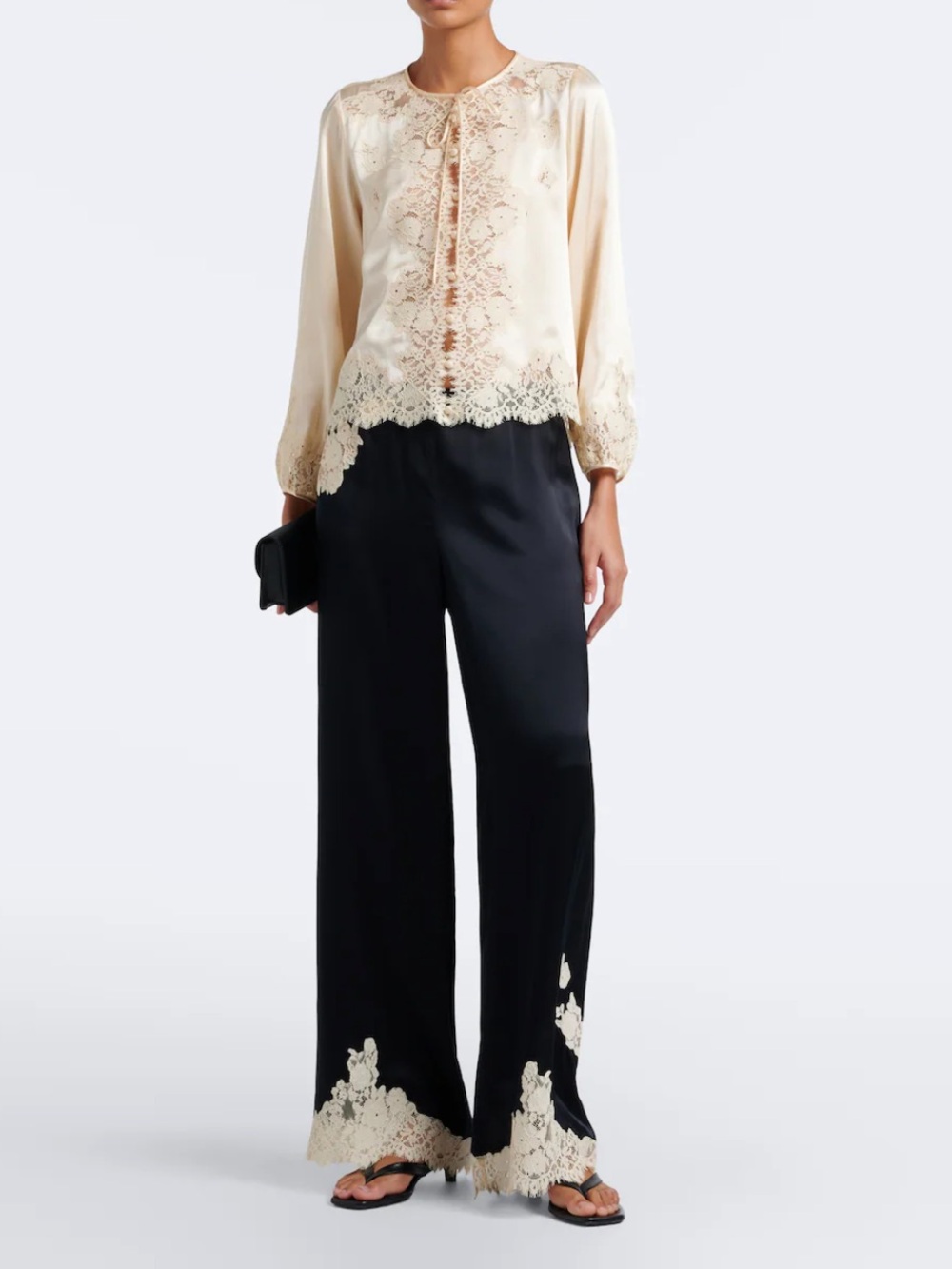 Dôen Lavon Pant in Black with Candlelight Lace